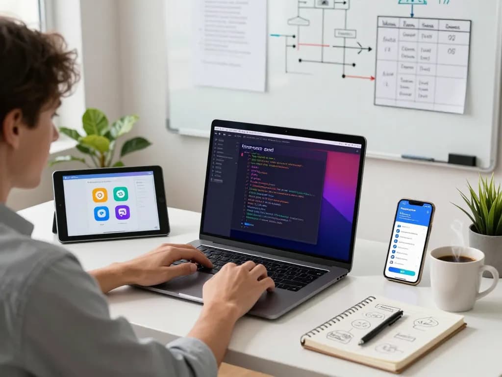 Software engineer coding with clawbot integration tools in a modern workspace.