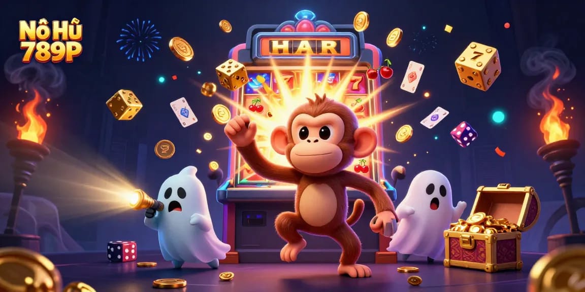 Enjoy thrilling Nổ Hũ 789P jackpot action with golden coins and 3D characters in a vibrant casino.