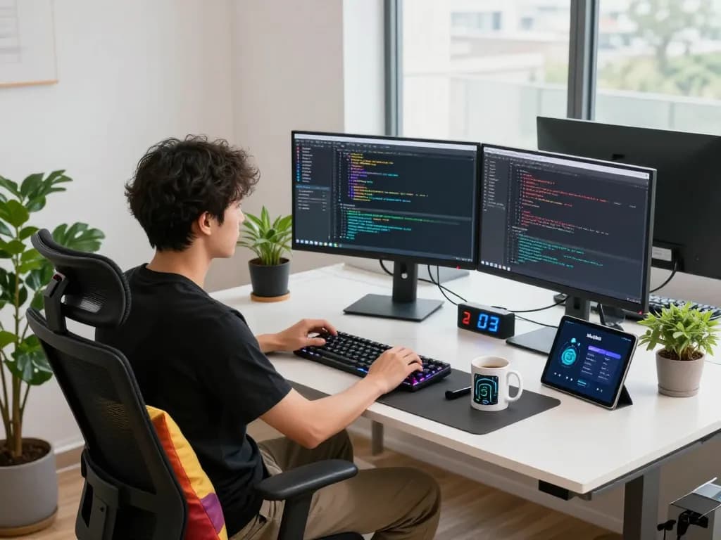 Molt Bot in action at a modern tech workspace, showcasing productivity enhancements.
