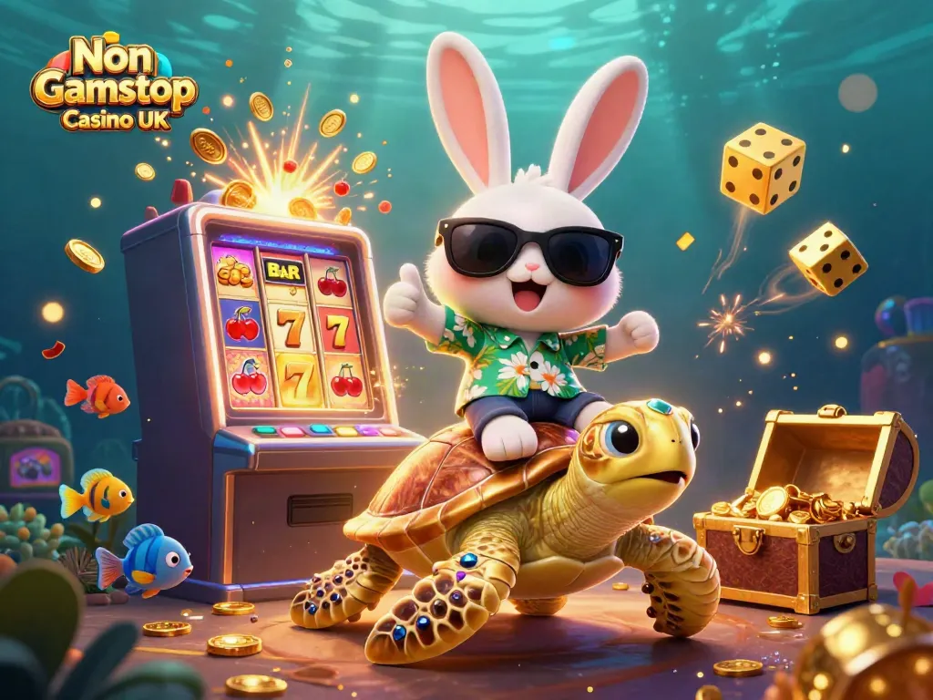 Experience the excitement of a Non Gamstop Casino UK with a lucky rabbit and golden turtle in action!