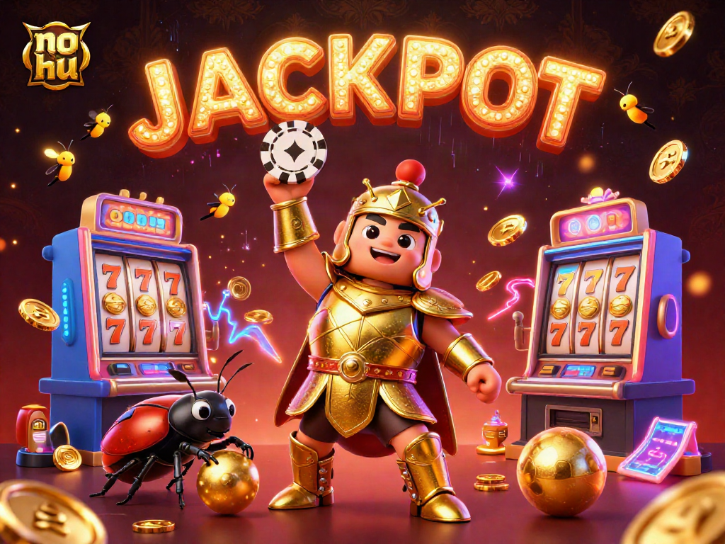 Engage with no hu through vibrant casino adventures featuring a heroic beetle and lively gambling elements.