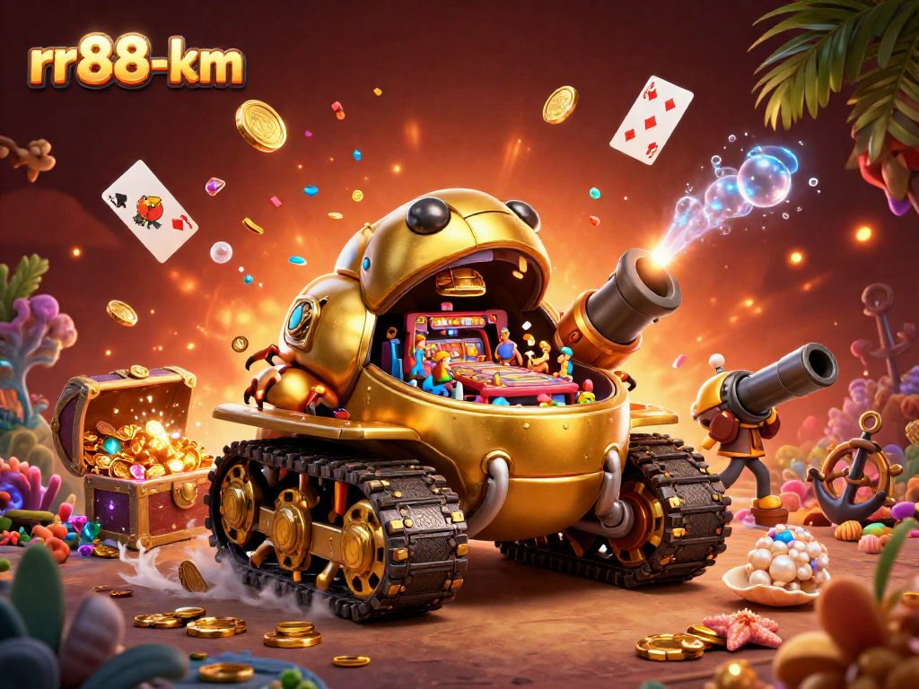Experience the excitement of rr88-km with a dynamic 3D casino scene filled with vibrant action.