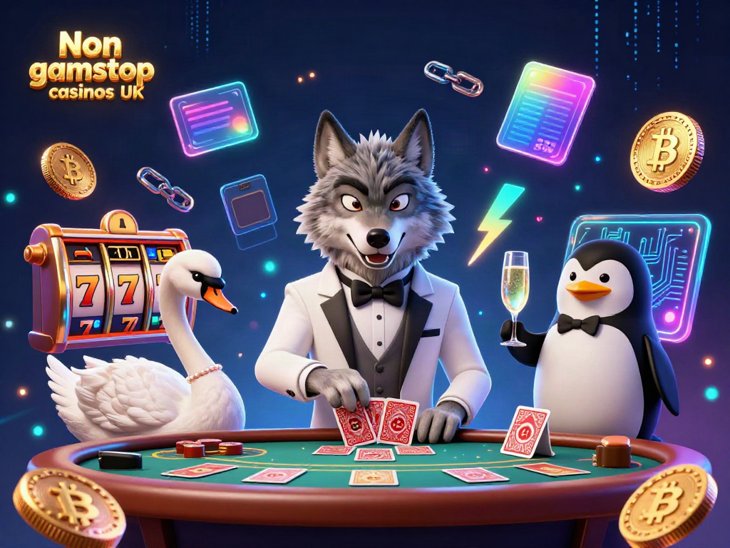 Experience high-stakes excitement at Non gamstop casinos UK with a debonair wolf and elegant swan.