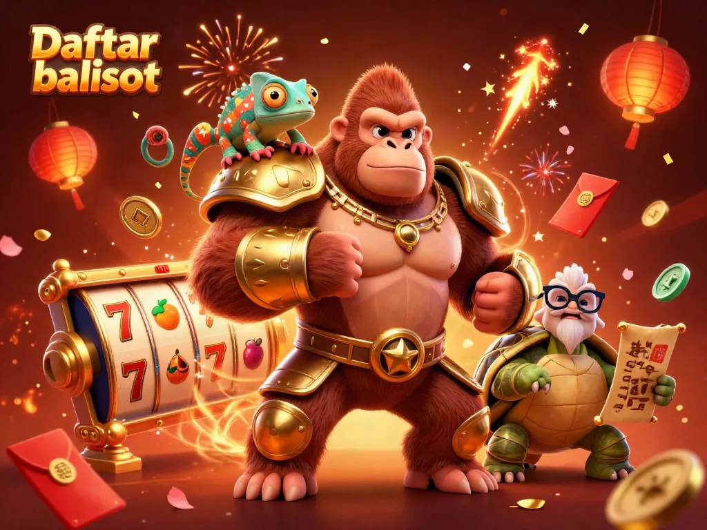 Immerse in Daftar balisot with vibrant 3D casino characters amidst spinning slot reels.