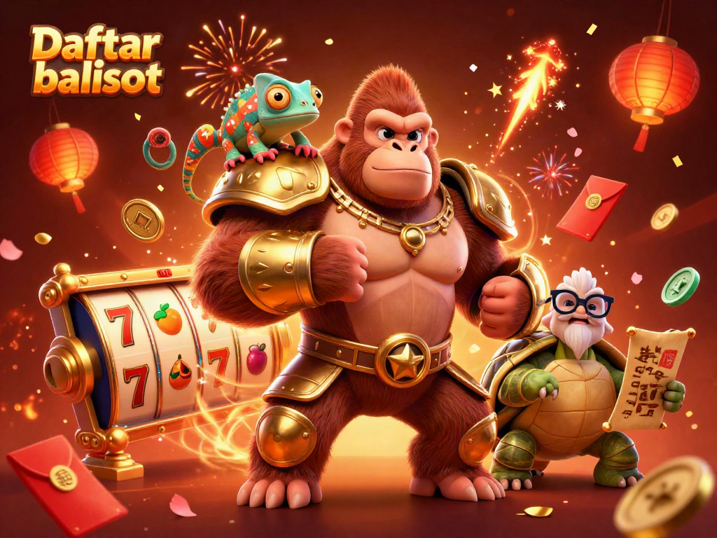 Immerse in Daftar balisot with vibrant 3D casino characters amidst spinning slot reels.