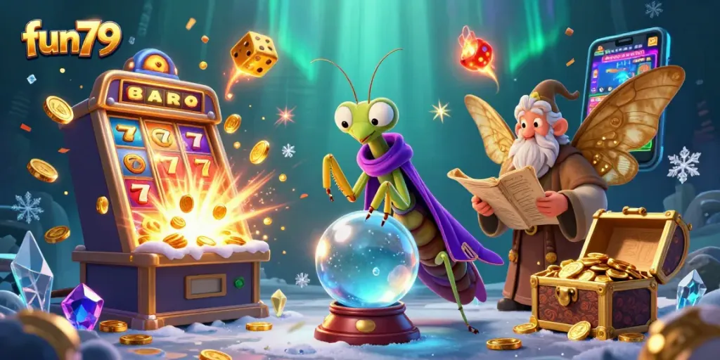 Fun79 players enjoying a captivating casino scene with vibrant slot machines and dynamic characters.