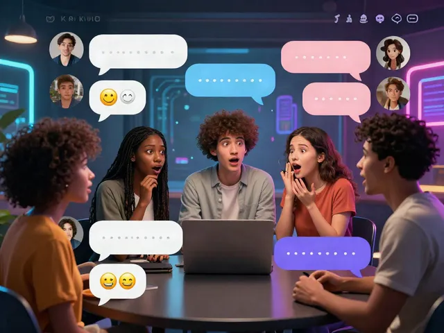 Dynamic scene of diverse avatars interacting in an immersive ai chat porn environment showcasing digital connections.