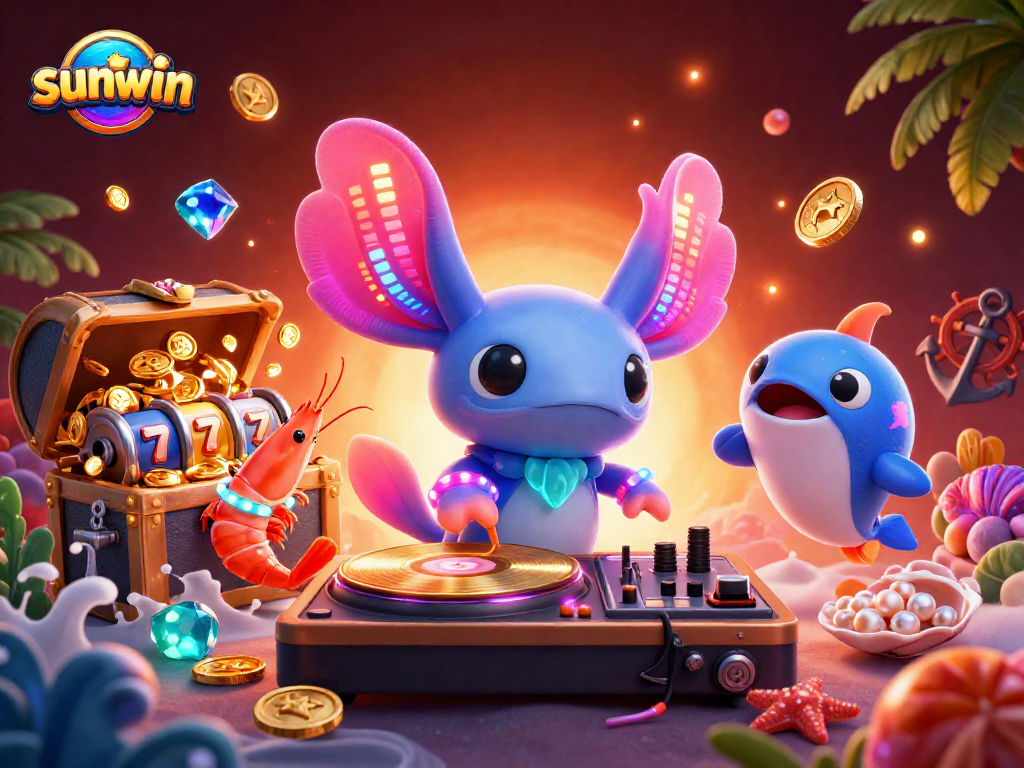 Experience thrilling wins and vibrant gameplay in vibrant Sunwin gaming illustration with underwater casino elements.