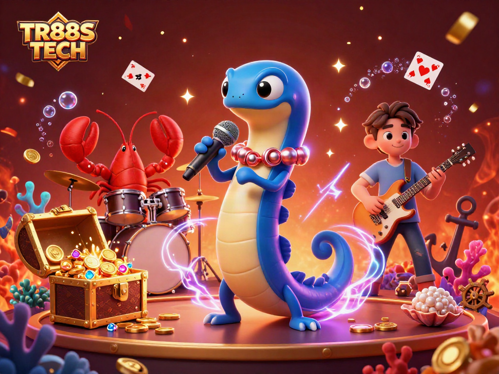 Engage with TR88S TECH as the electric eel DJ energizes the underwater casino stage with vibrant visuals.
