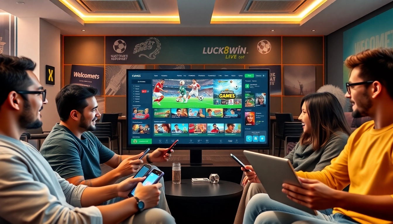 Exciting online betting scene at luck8win.live showcasing diverse players engaging with modern technology.