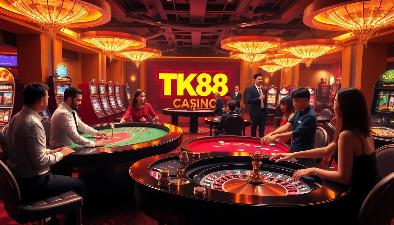 Experience the thrill of TK88 Casino with vibrant gaming tables and exciting atmosphere.
