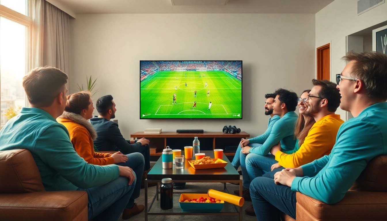 Fans enjoying live football streaming on joemadfan.com with excitement and energy.