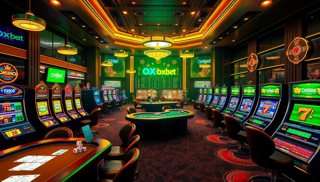 Experience thrilling gameplay with nhà cái oxbet featuring vibrant casino tables and colorful slot machines.