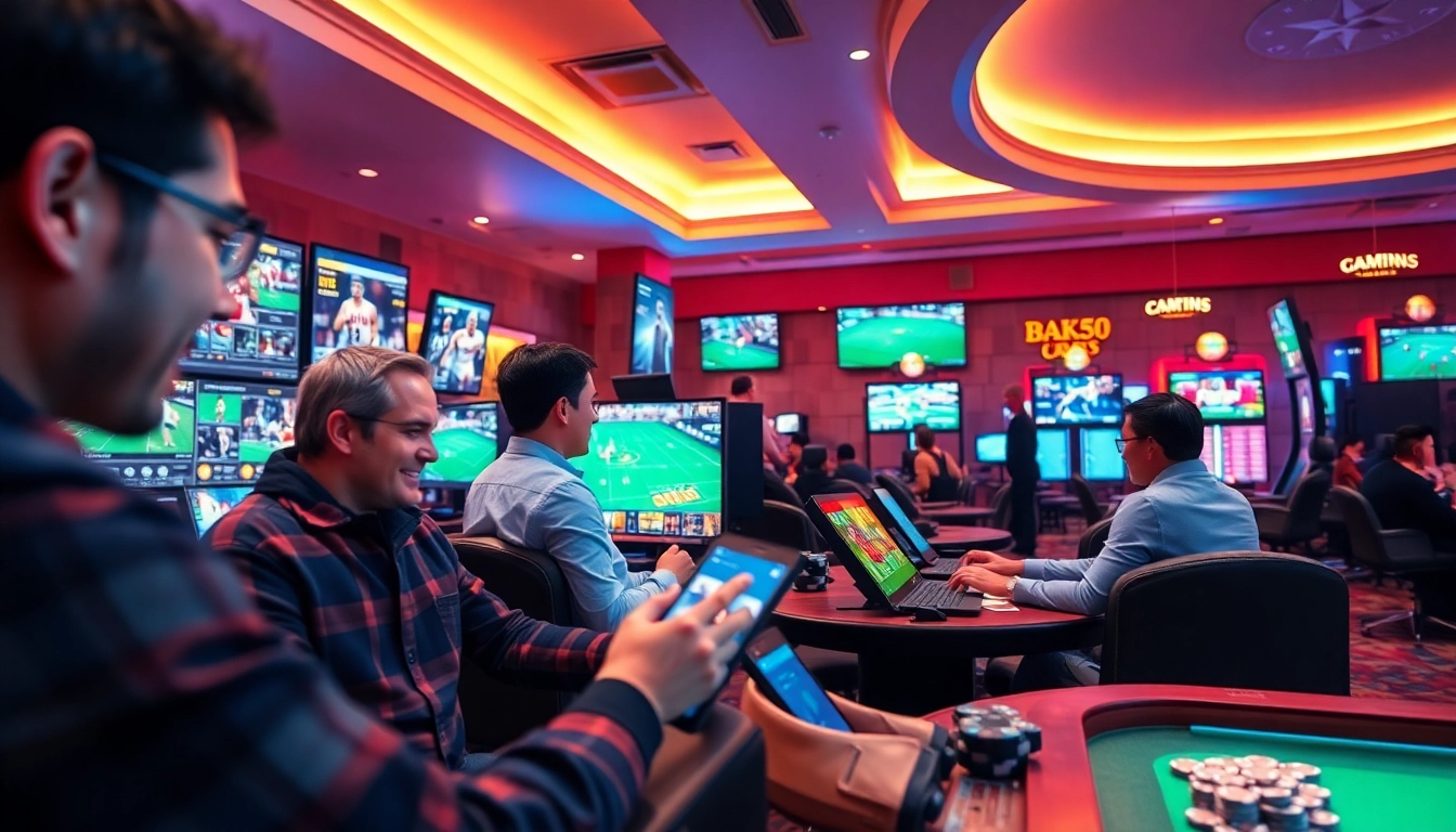 Engaging scene depicting players using bk860s.com for online gambling and sports betting.