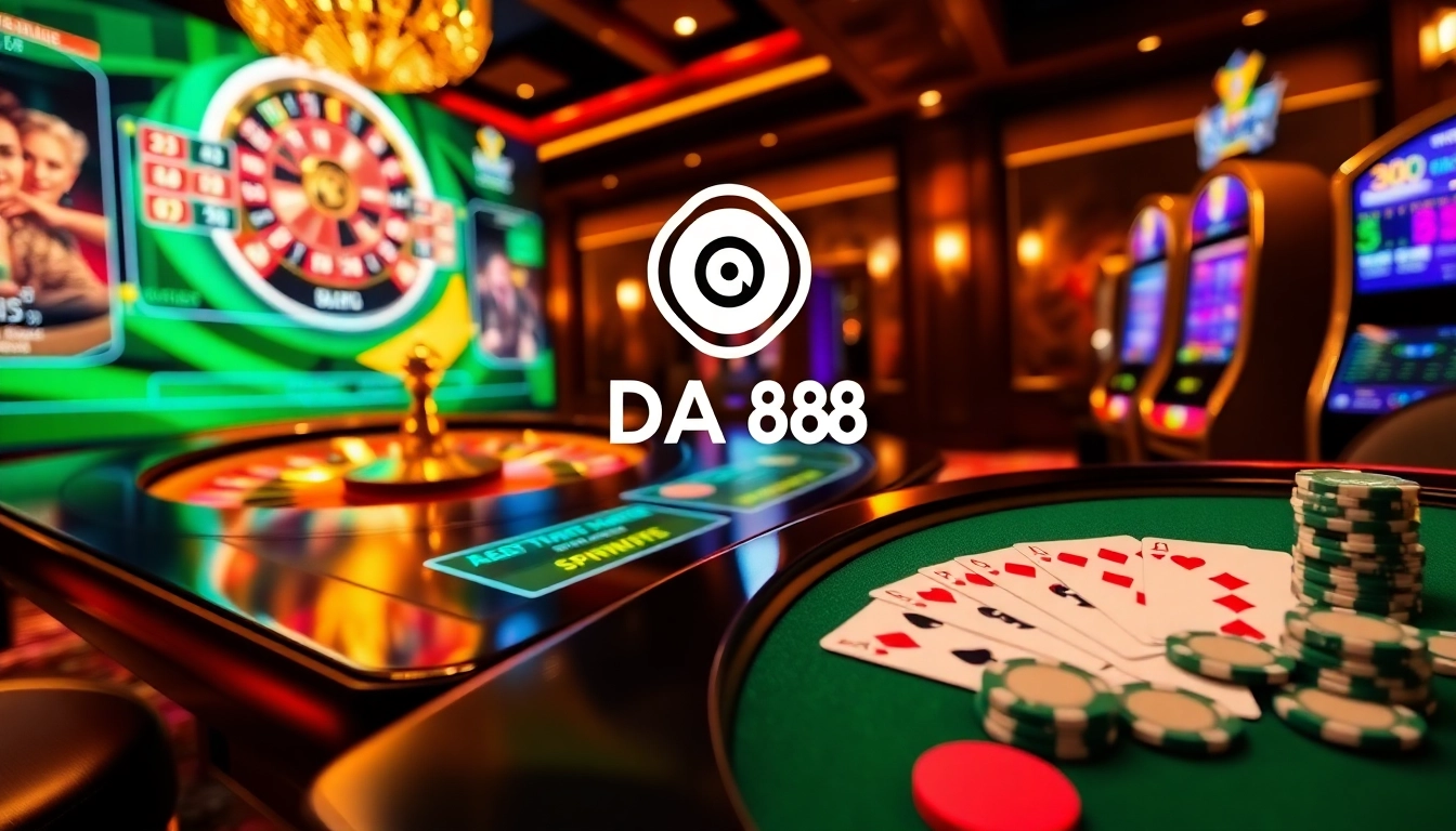 Experience the thrill of DA 88 online gambling with vibrant casino visuals and exciting gameplay.