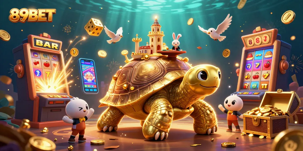 Win big with 89BET as golden coins and festive elements surround a thriving casino world.