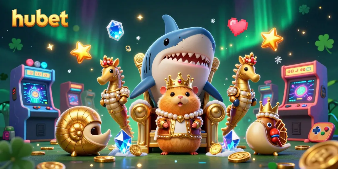 Experience exhilarating gaming with hubet in a vibrant, detailed 3D casino scene featuring a golden hamster king.