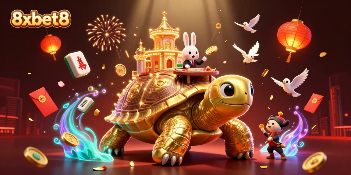 Engage in thrilling gameplay at 8xbet8 with vibrant 3D casino characters and lively fireworks.