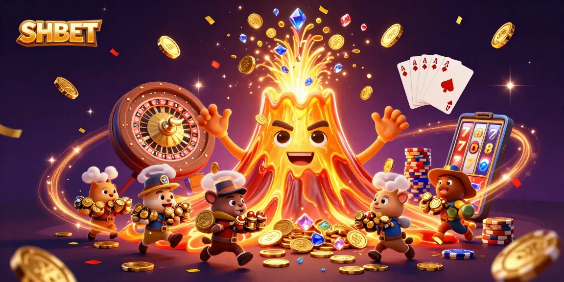 Experience thrilling wins at SHBET with vibrant casino elements and animated treasure excitement.