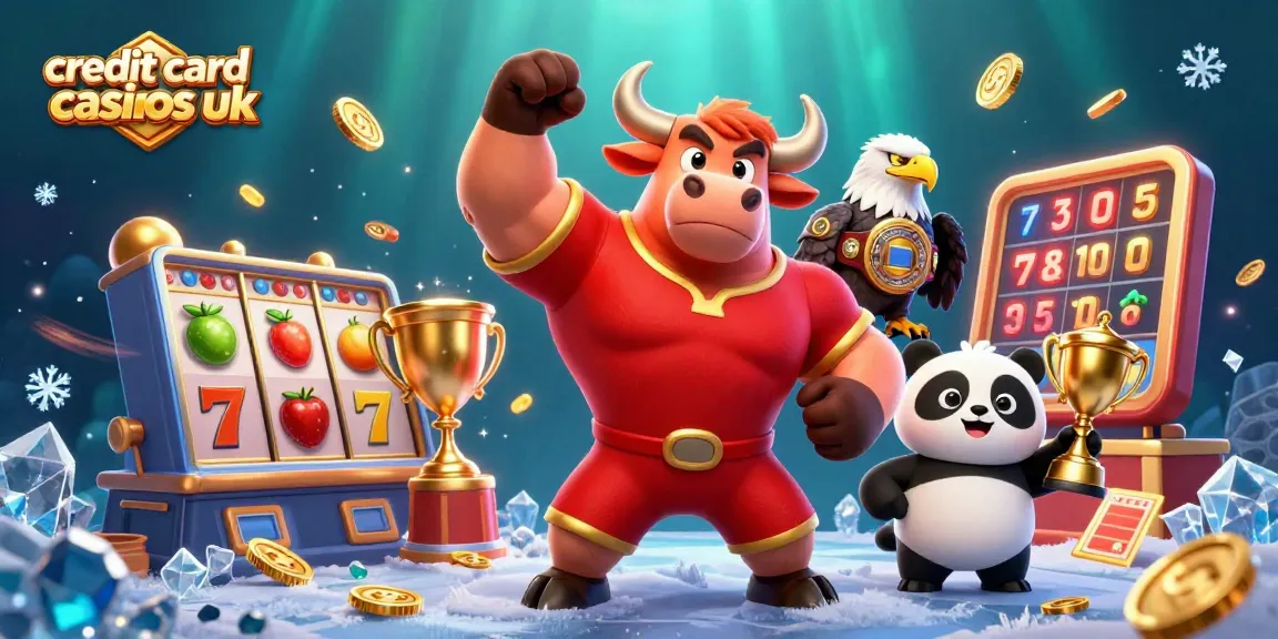 Exciting scene showcasing credit card casinos UK with vibrant characters and dynamic casino elements.