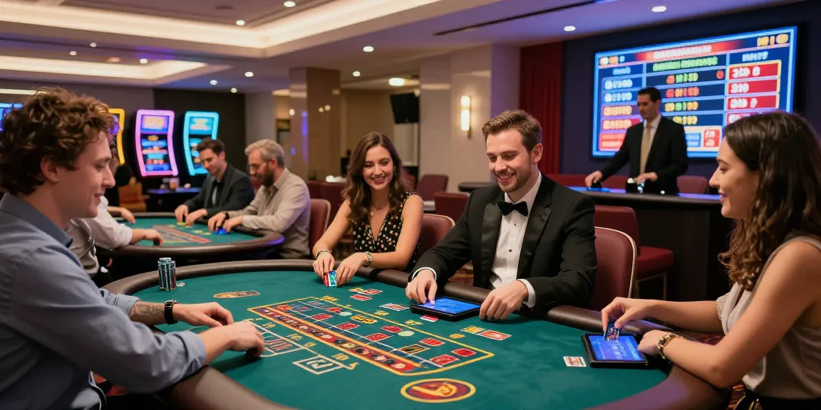 Players enjoying games at credit card casino sites, showcasing vibrant atmosphere and fast-paced action.