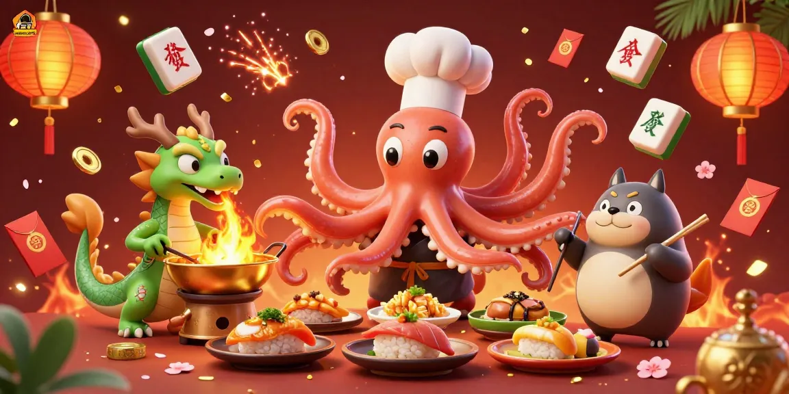Join the excitement at sunwin20r while winning with the lucky dragon, sushi octopus, and tanuki chef!