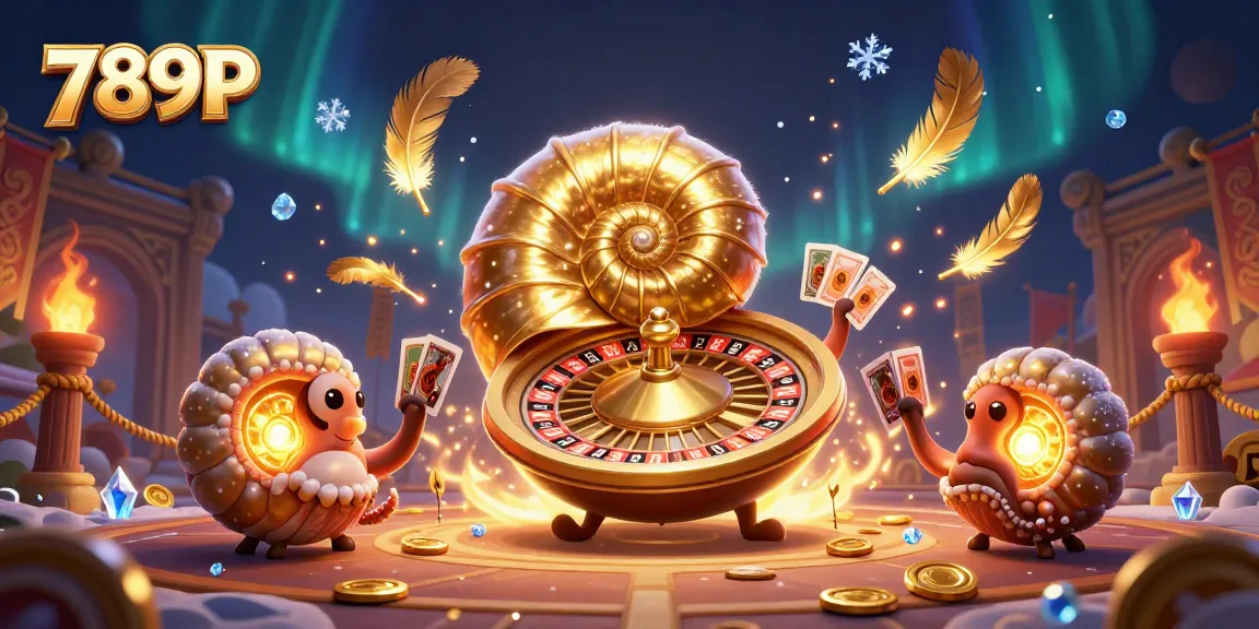 Engage with 789P's vibrant casino scene showcasing a giant nautilus roulette wheel and glowing ammonites.