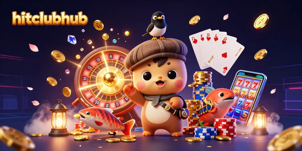 Engage with the thrill of hitclubhub as you spin for fortune along with cute characters in a vibrant casino scene.