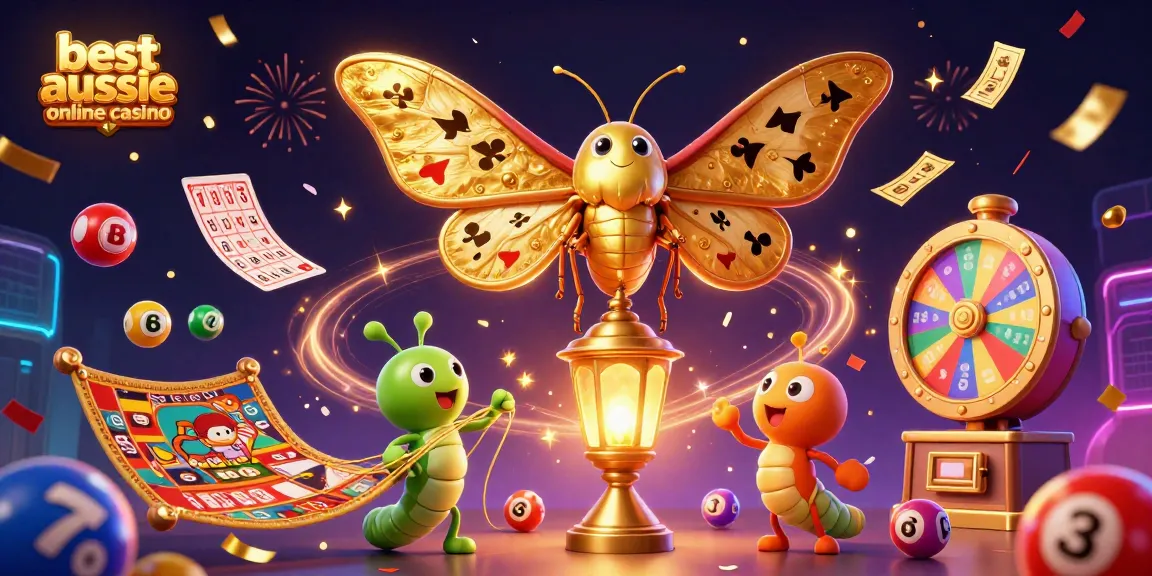 Engage with the best aussie online casino through vibrant casino-themed illustration filled with excitement and color.